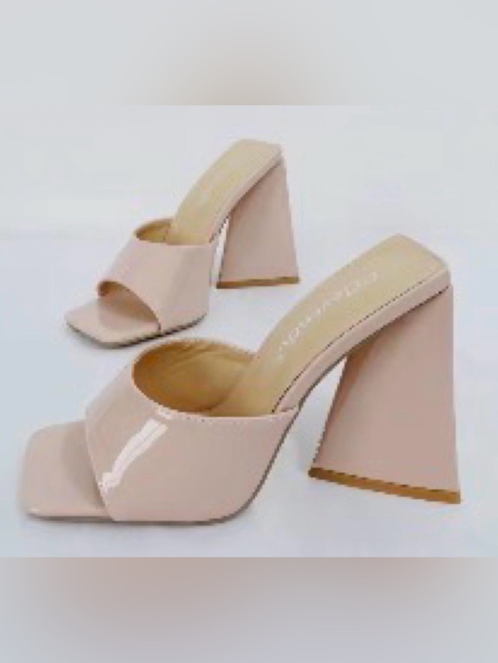 D.TwelveVenti Blush Patent Square-Toe Heeled sandals mules
